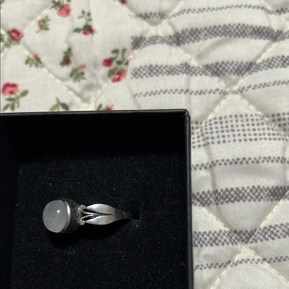 Luminous Silver Moonstone Ring. Sterling silver band. Size 8 8 1/2.